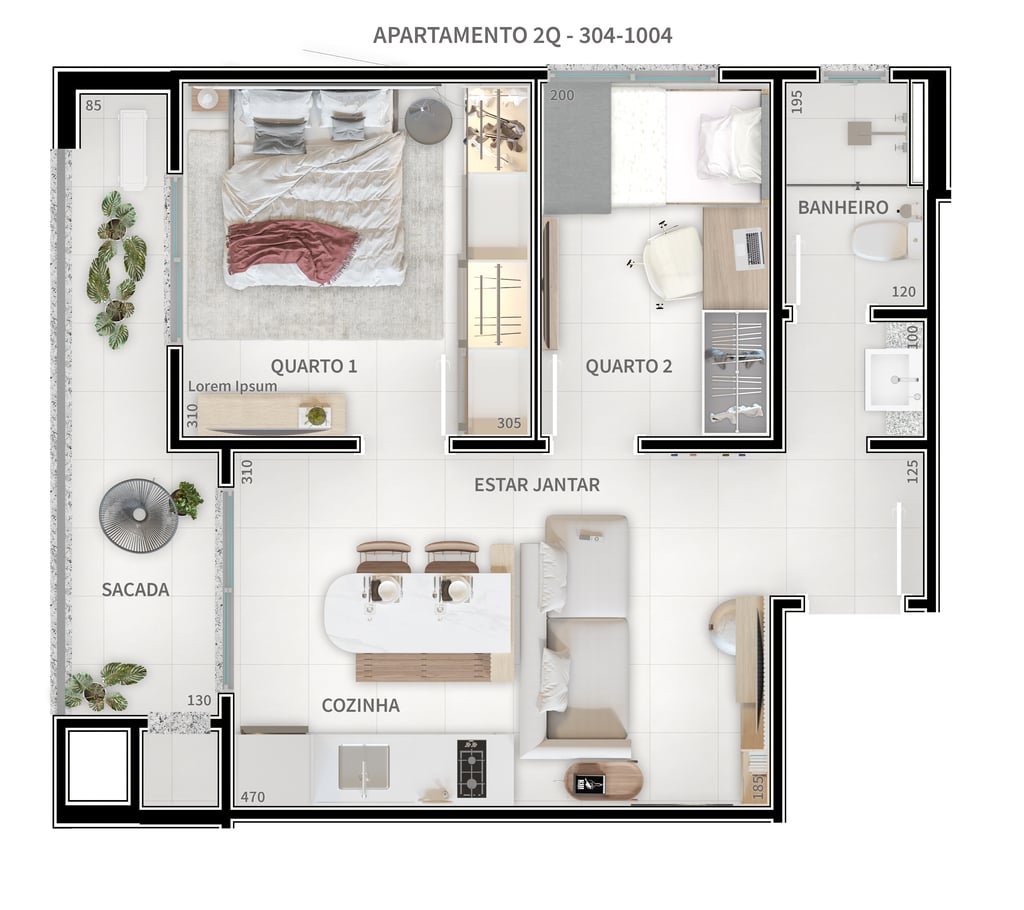 Planta 03 - 2 dorm 48,26m