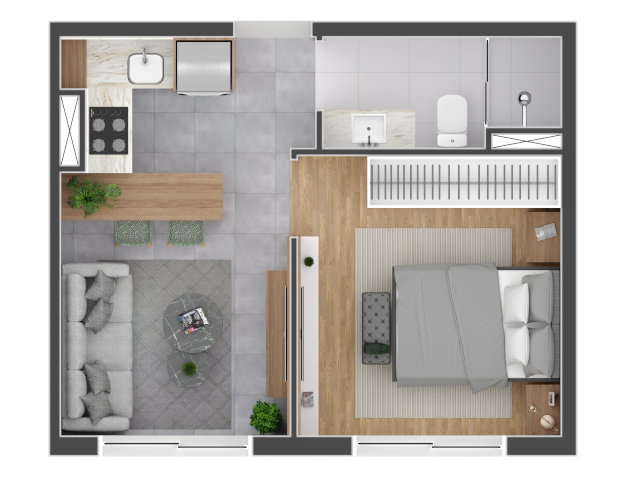 Planta 01 - 1 dorm 31m