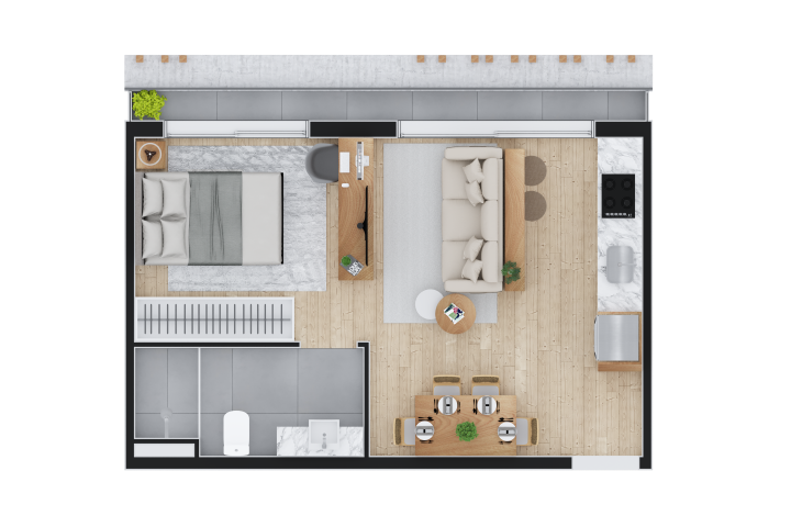 Planta 04 - 1 dorm 39m - studio - opo