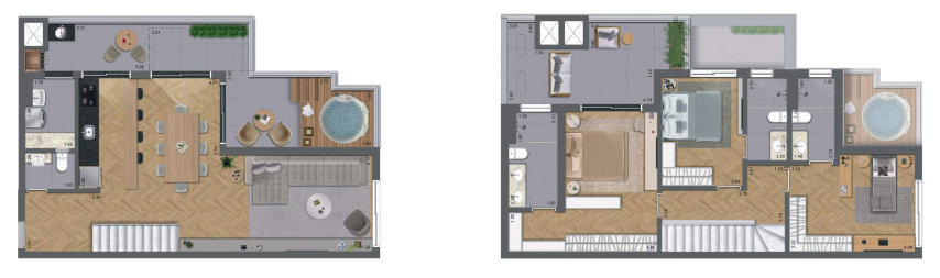 Planta 14 - 3 dorm 140 50m - cobertura duplex