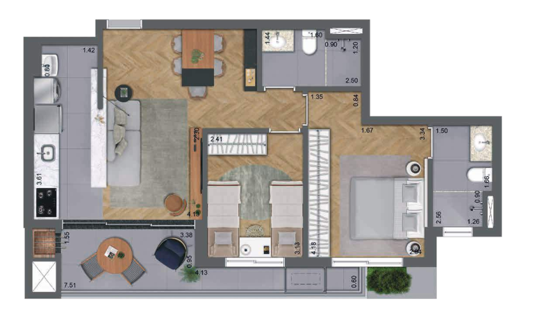 Planta 07 - 2 dorm 70m