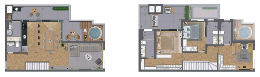 Planta 14 - 3 dorm 140 50m - cobertura duplex