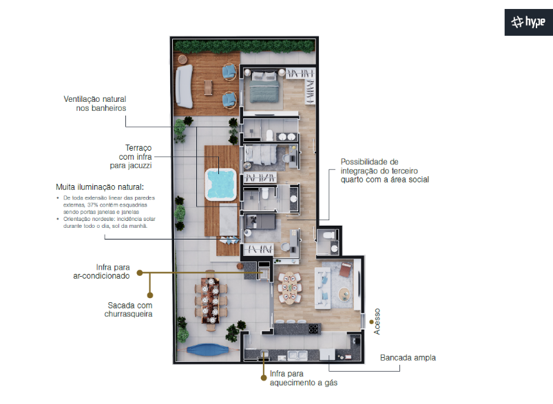 Planta 06 - 3 dorm 93,45m - garden