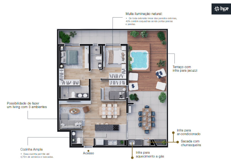 Planta 03 - 3 dorm 89,14m - garden