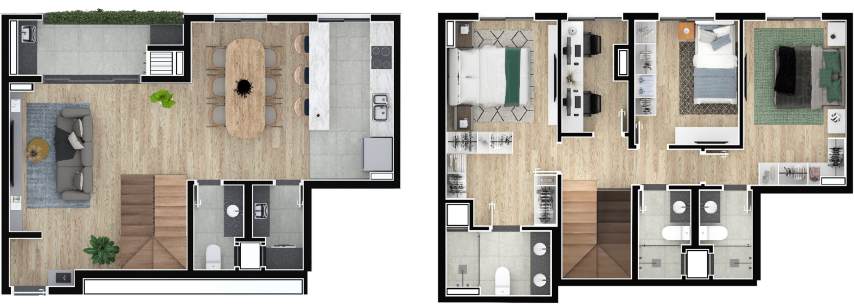 Planta 07 - 3 dorm 115 16m - duplex