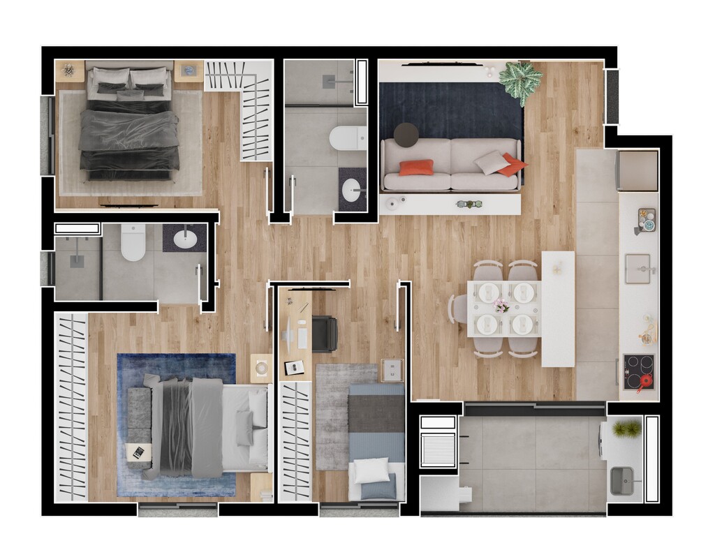 Planta 05 - 3 dorm 71,75m