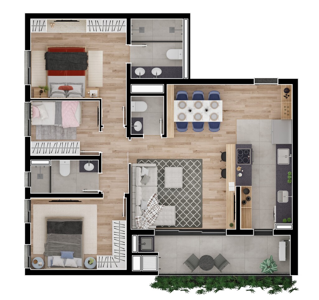 Planta 08 - 3 dorm 88,36m