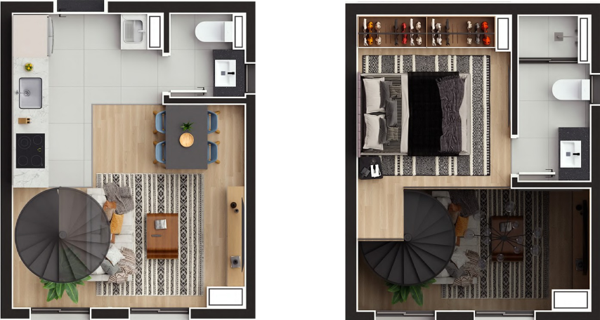 Planta 02 - 1 dorm 38 43m - loft