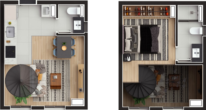 Planta 02 - 1 dorm 38 43m - loft