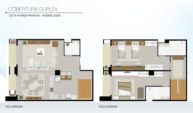 Planta 01 - 2 dorm 123 78m - cobertura duplex