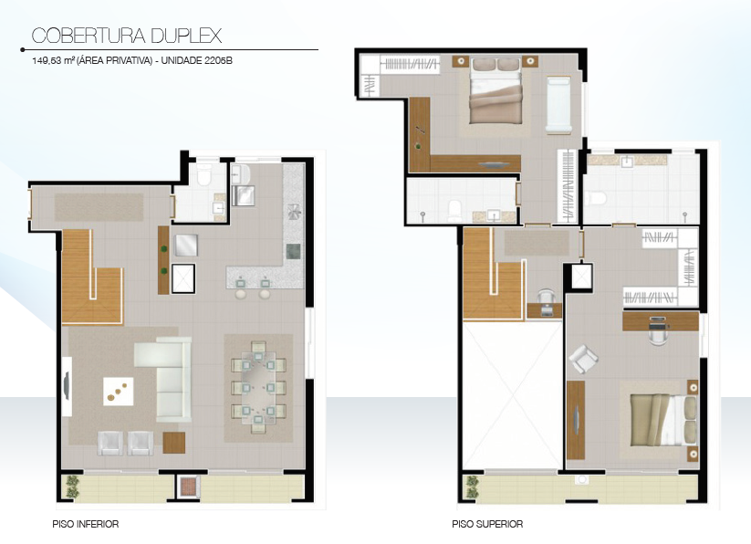 Planta 03 - 2 dorm 149 53m - cobertura duplex