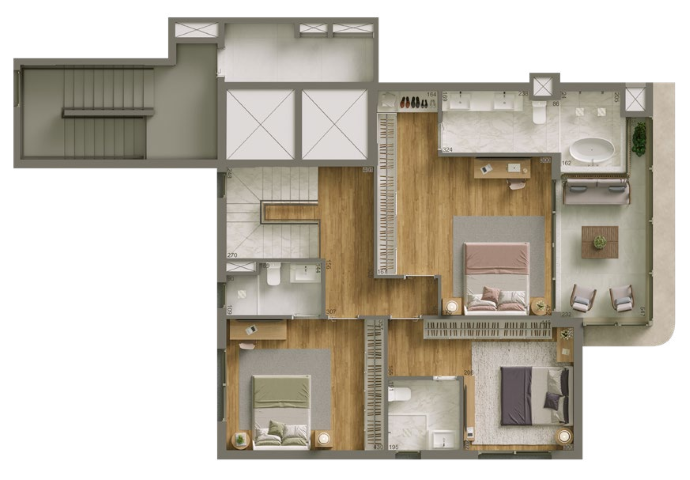 Planta 07 - 3 dorm 200,39m - cobertura duplex - superior