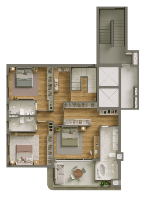 Planta 11 - 3 dorm 214,48m - cobertura duplex - superior