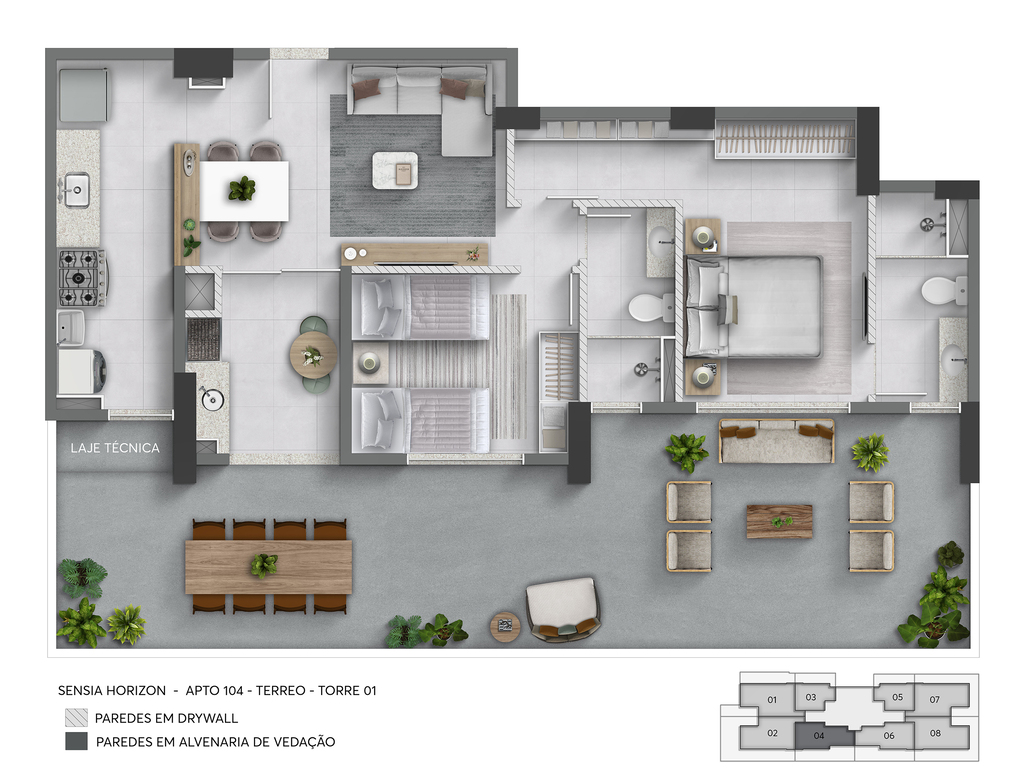 Planta 03 - 2 dorm 97,20m - garden