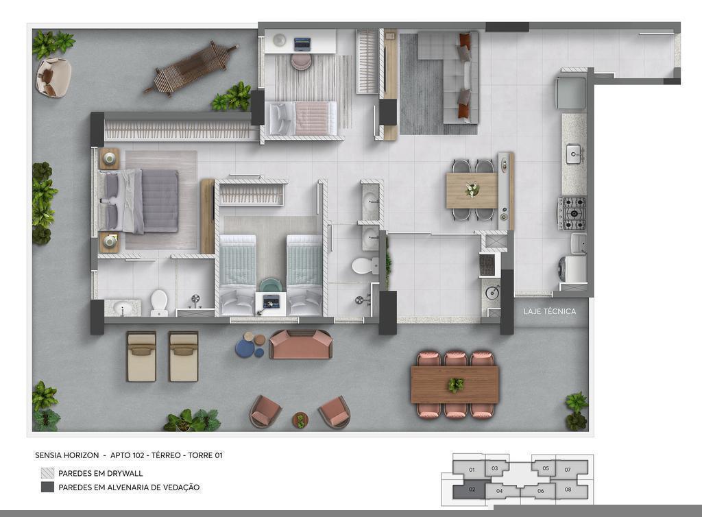 Planta 04 - 3 dorm 149,71m - garden