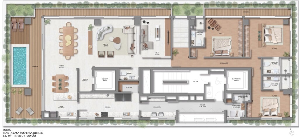 Planta 09 - 4 dorm 637m - duplex - inferior