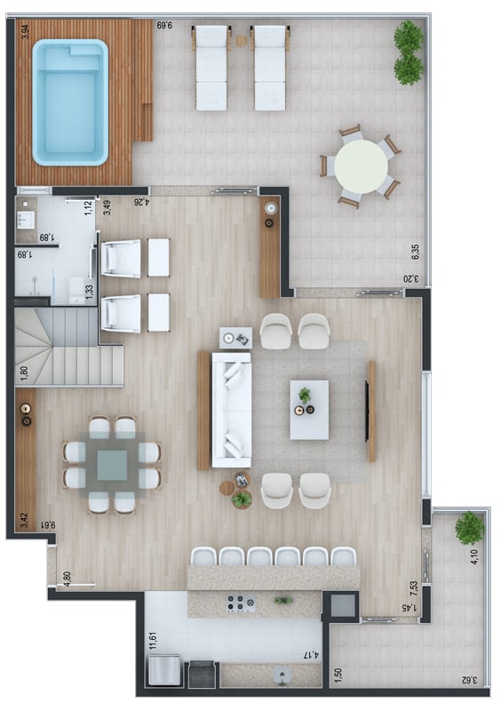 Planta 17 - 3 dorm 312 01m - cobertura duplex - superior