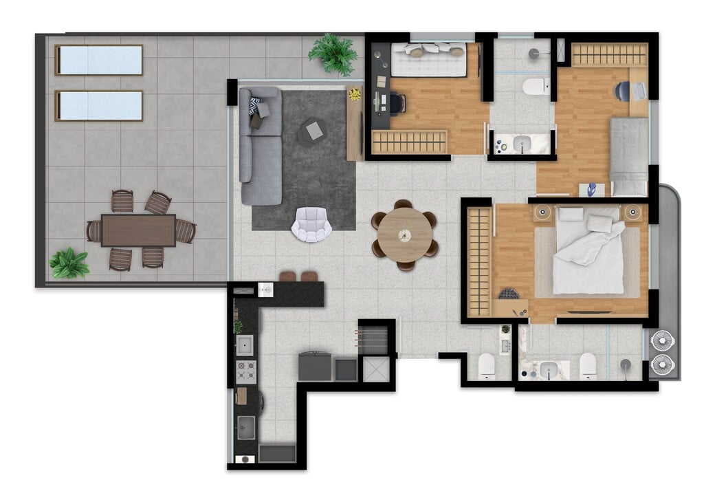 Planta 04 - 3 dorm 127,47m - garden