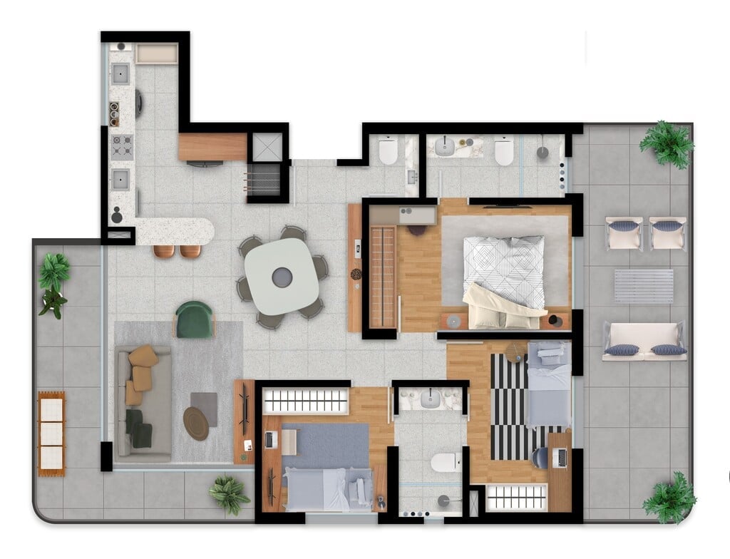 Planta 03 - 3 dorm 126,07m - garden