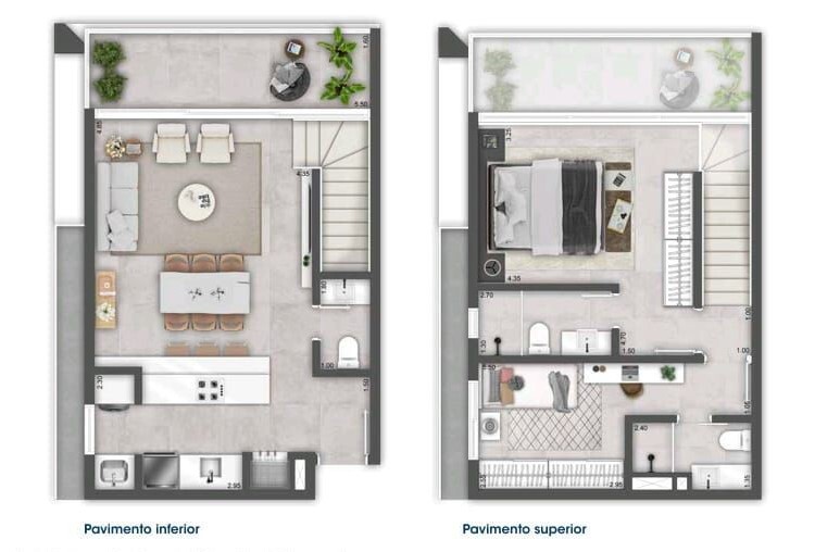 Planta 04 - 2 dorm 89,15m - duplex