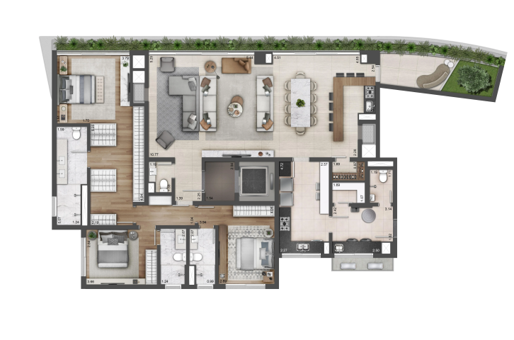 Planta 02 - 3 dorm 221m - garden