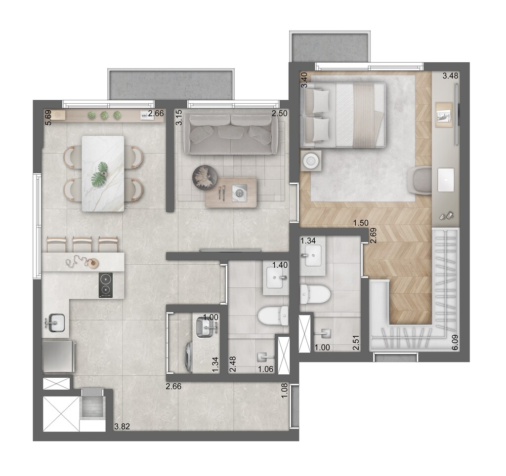 Planta 05 - 1 dorm 68m - juno