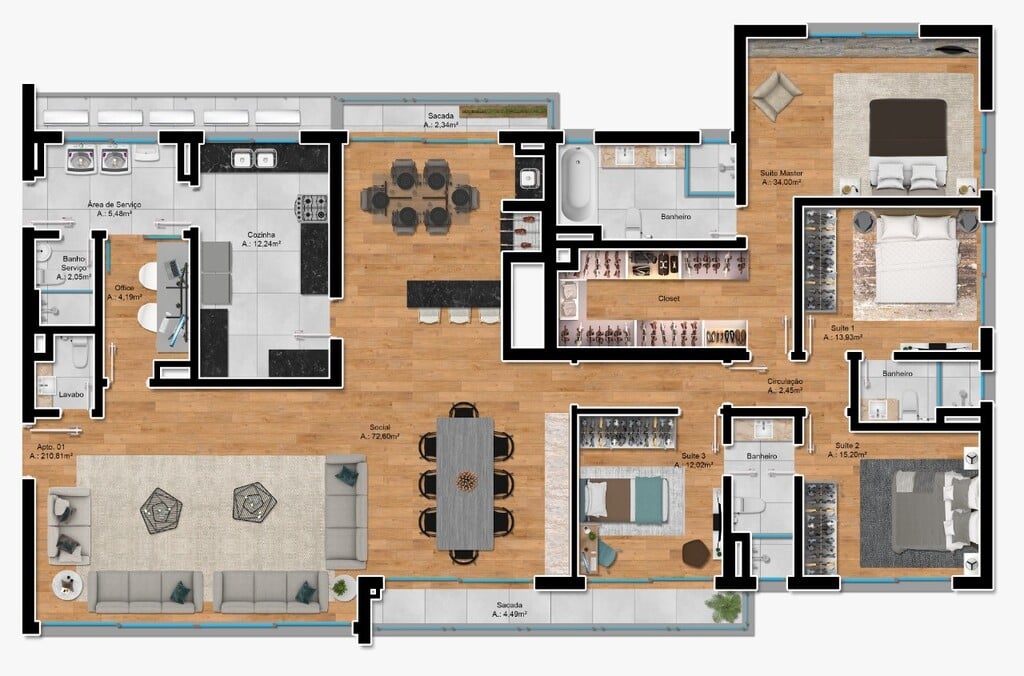 Planta 03 - 4 dorm 217 15m - opo