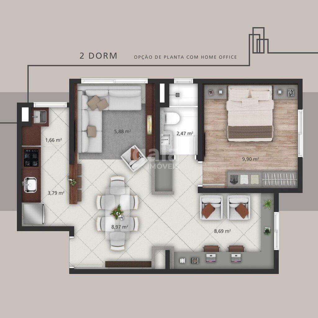 Planta 03 - 2 dorm 49 17m - opo home office