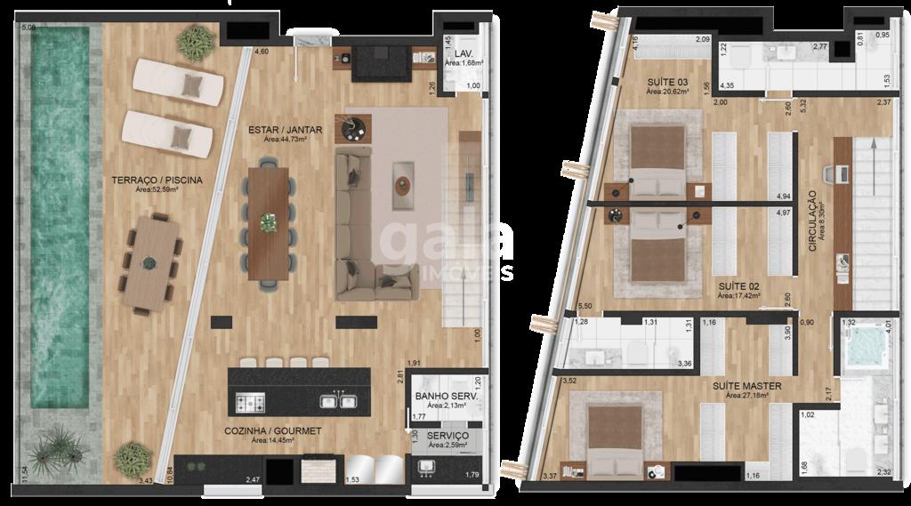 Planta 07 - 3 dorm 235m - cobertura duplex