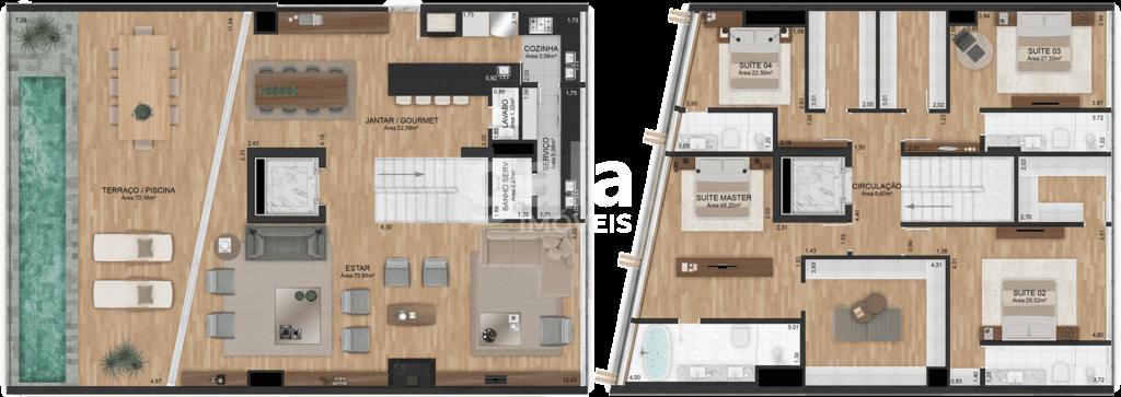 Planta 12 - 4 dorm 375m - cobertura duplex