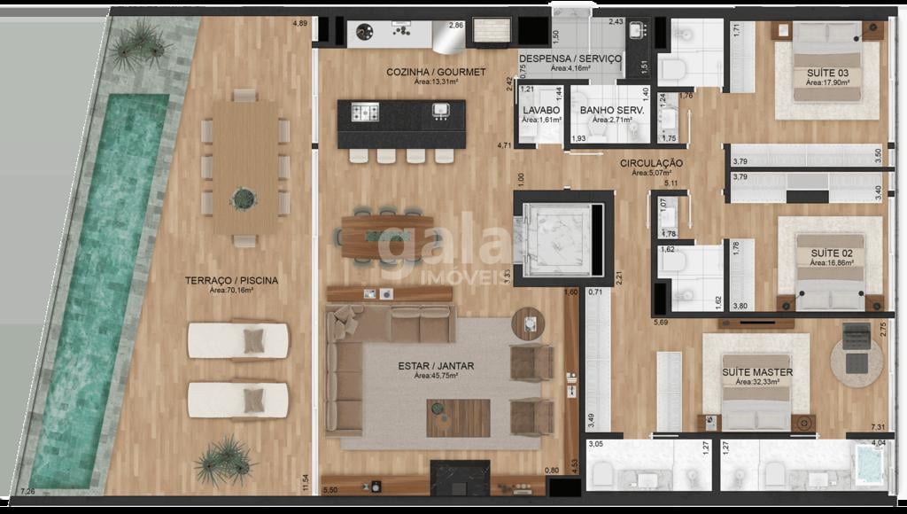 Planta 08 - 3 dorm 237m