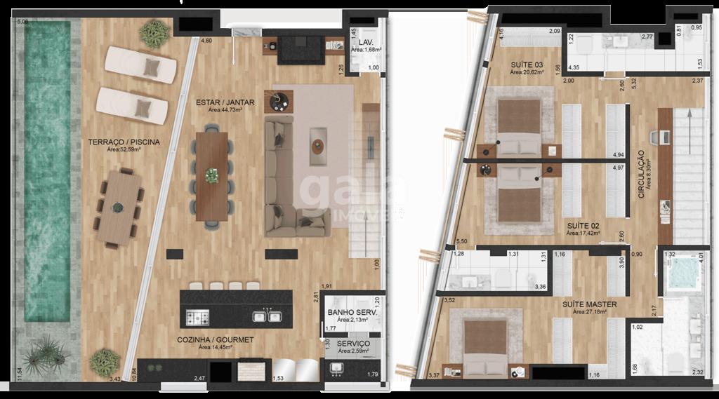 Planta 07 - 3 dorm 235m - cobertura duplex