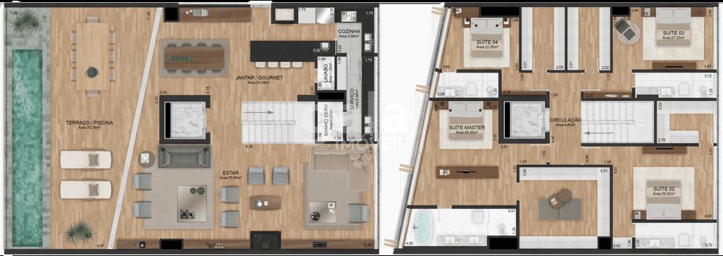 Planta 12 - 4 dorm 375m - cobertura duplex