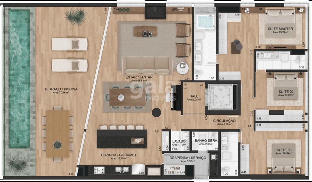 Planta 09 - 3 dorm 244m