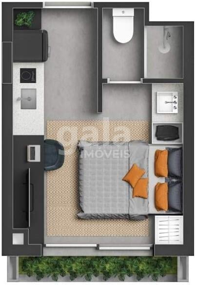 Planta 02 - 1 dorm 18 52m - studio