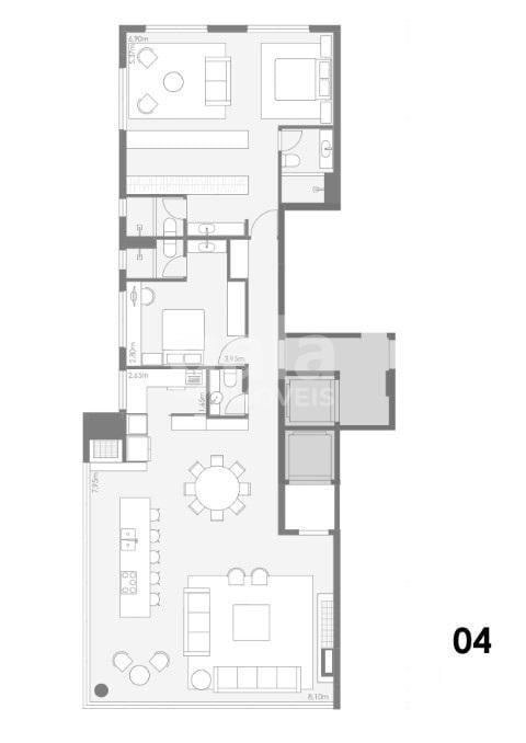 Planta 04 - 2 dorm 160m - opo