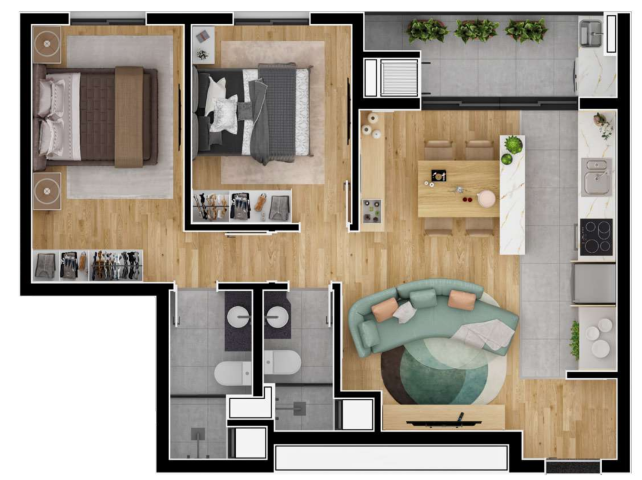 Planta 07 - 2 dorm 60 88m²