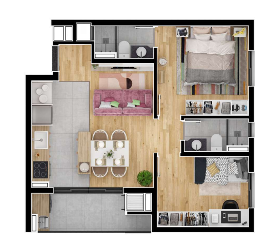 Planta 05 - 2 dorm 53 93m²