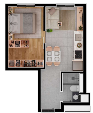 Planta 02 - 1 dorm 31 66m²