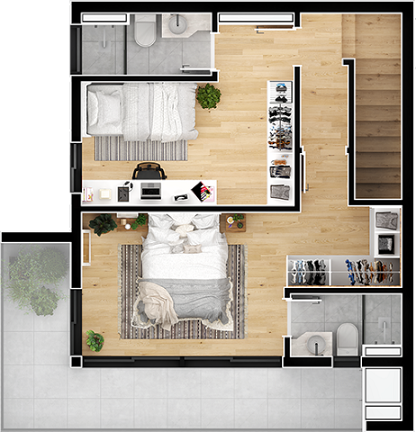 Planta 08 - 2 dorm 91 71m² - duplex superior