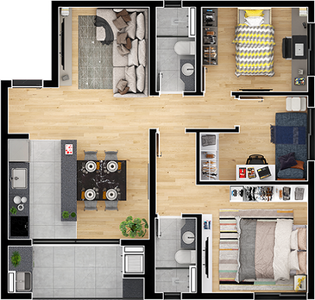 Planta 06 - 3 dorm 72 25m²