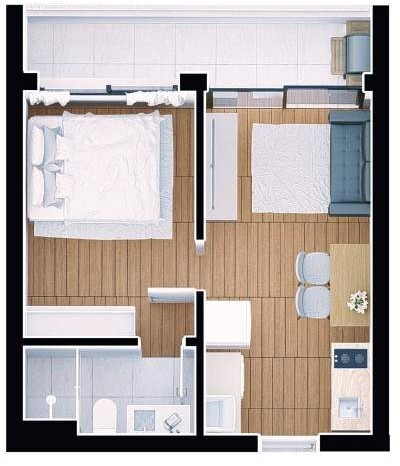 Planta 02 - 1 dorm 35 82m²