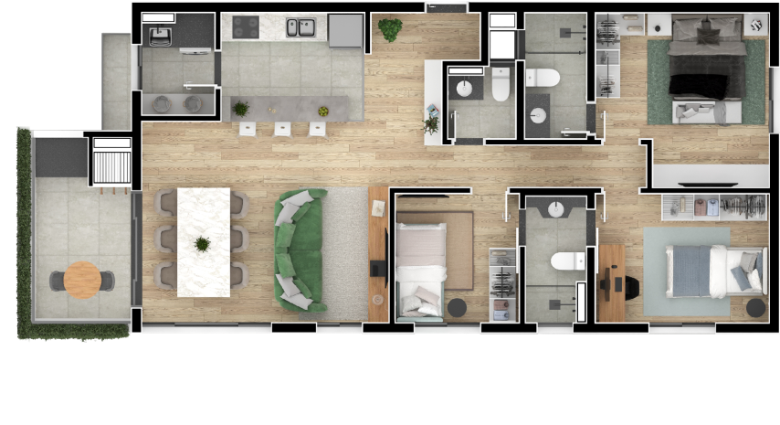 Planta 05 - 3 dorm 88 68m²