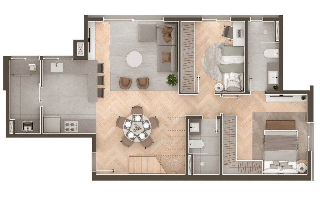 Planta 07 - 2 dorm 137 93m² - cobertura duplex - inferior