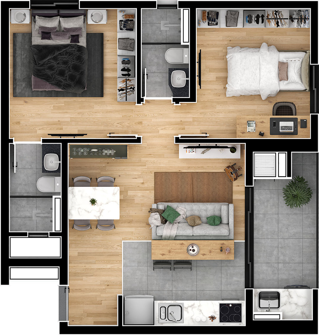 Planta 06 - 2 dorm 59 17m²