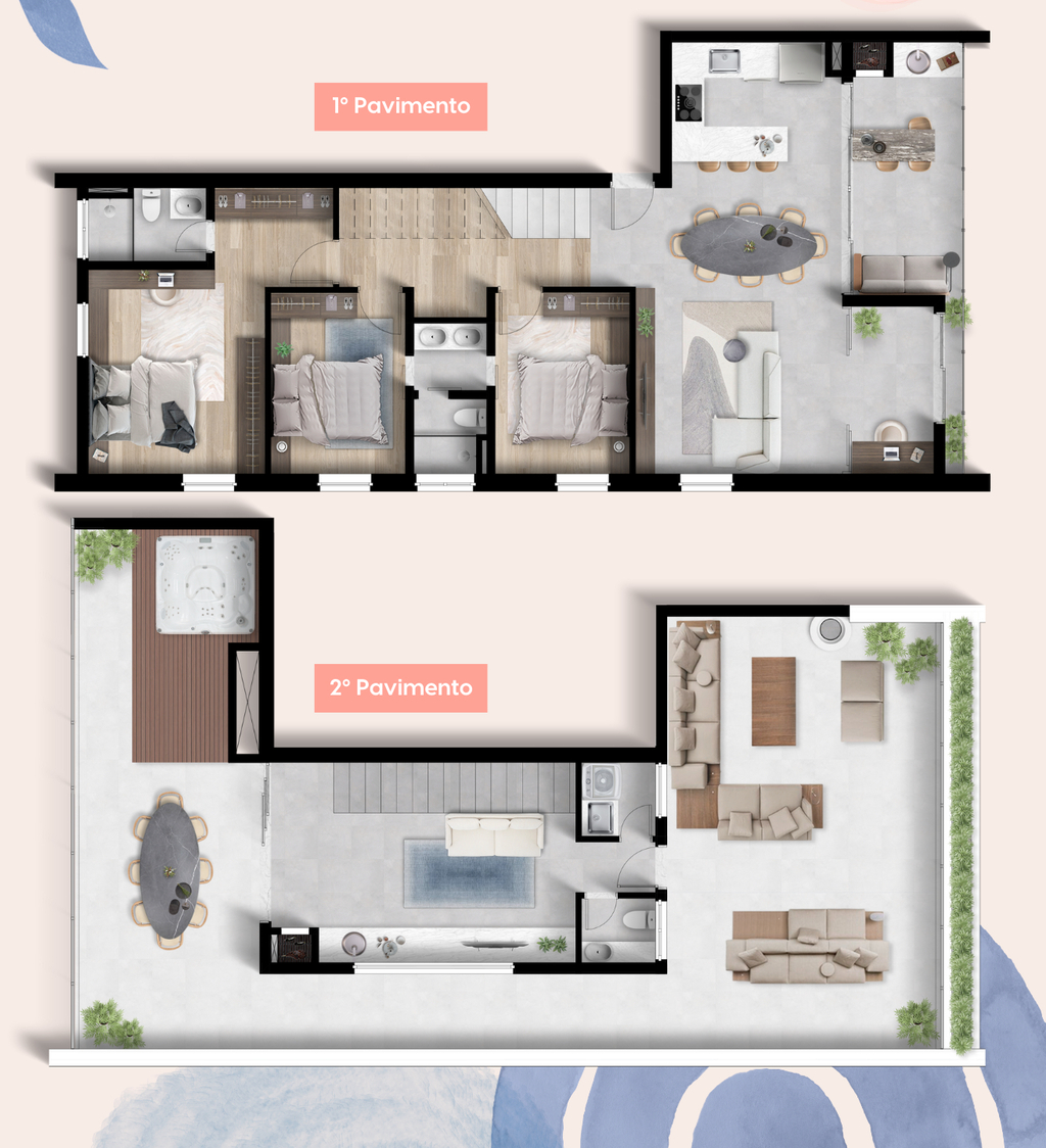 Planta 17 - 3 dorm 215m² - cobertura duplex