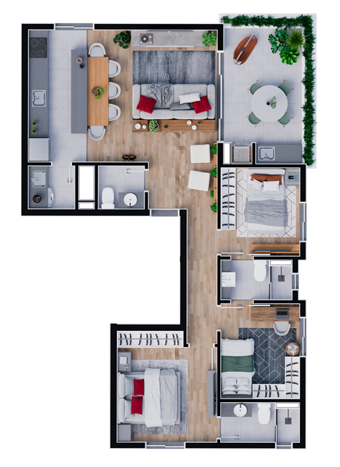 Planta 06 - 3 dorm 85 39m²