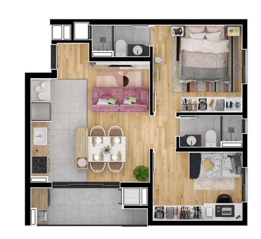 Planta 05 - 2 dorm 53 93m²