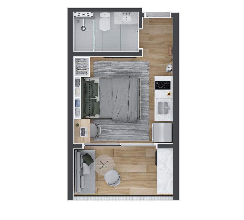 Planta 01 - 1 dorm 22m² - studio