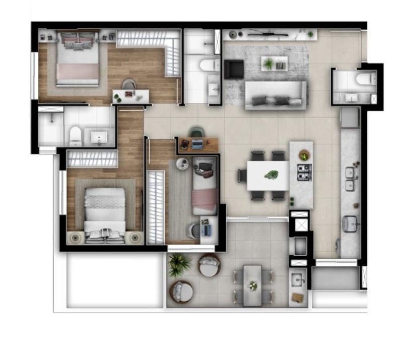 Planta 05 - 3 dorm 94m²